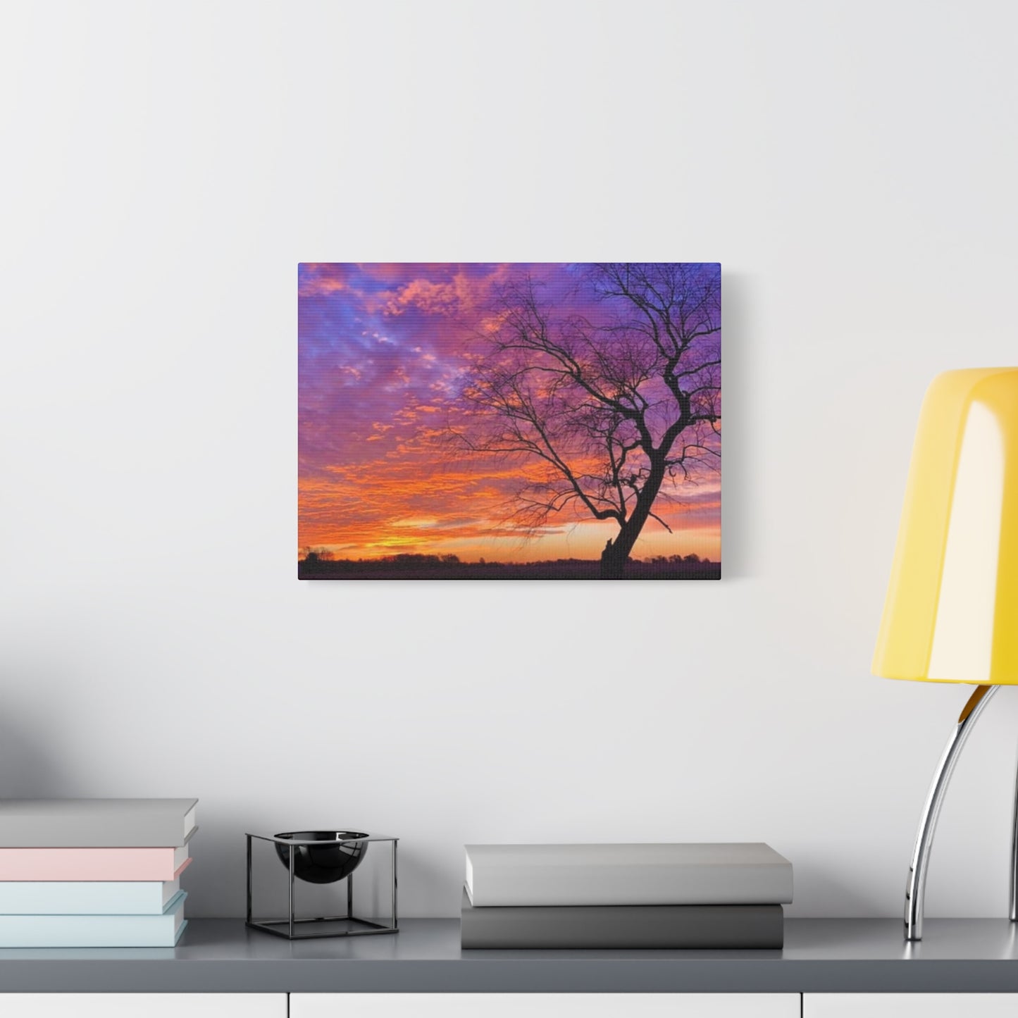 Sunset Landscape Wall Art, Canvas Print, Nature Decor, Purple Sky Home Decor, Gift for Art Lovers