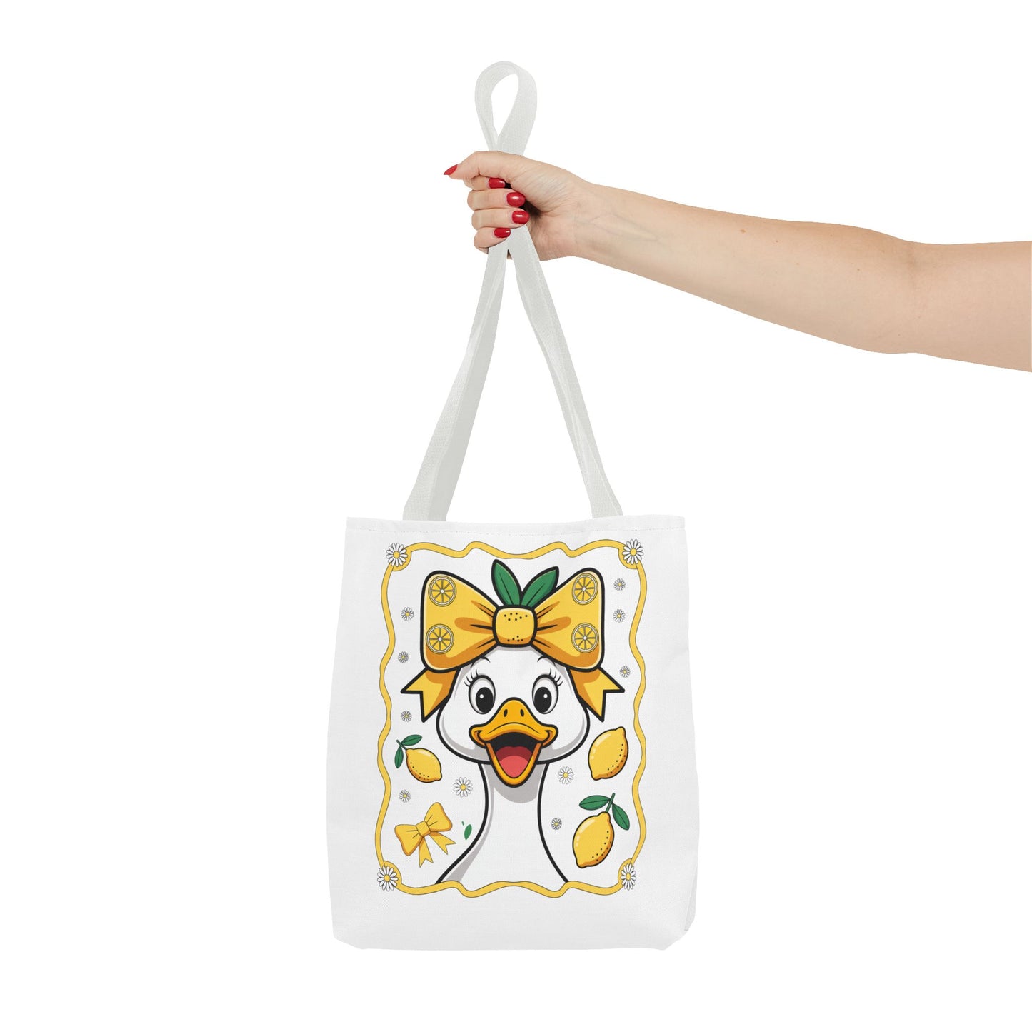 Lemon-Themed Tote Bag, Cute Duck Design Tote, Summer Accessory, Gift for Her, Reusable Shopping Bag, Fun and Functional