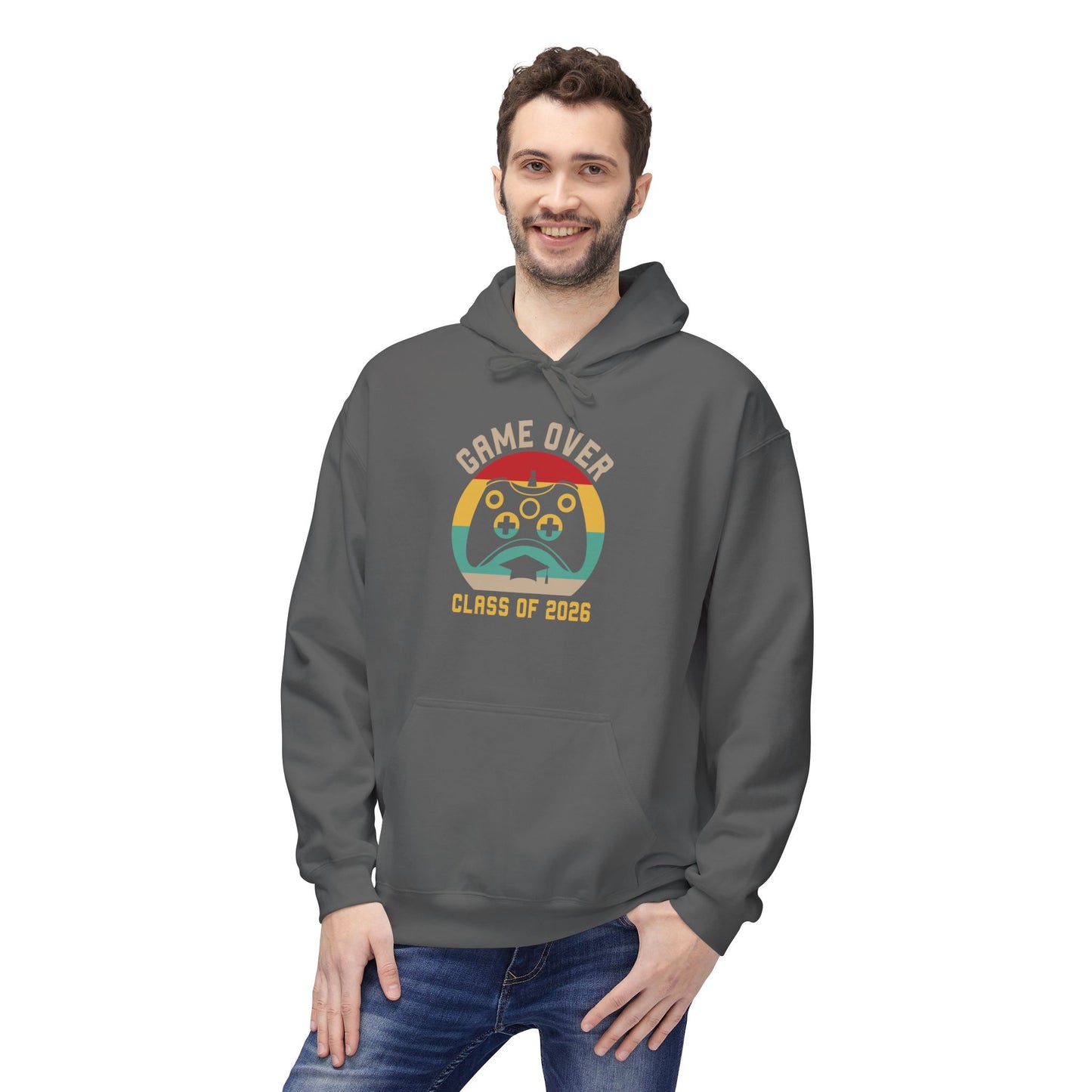 Game Over Class of 2026 Hoodie - Unisex Softstyle Fleece | Graduation Gift, Gamer Apparel, Cozy Sweatshirt, Casual Wear