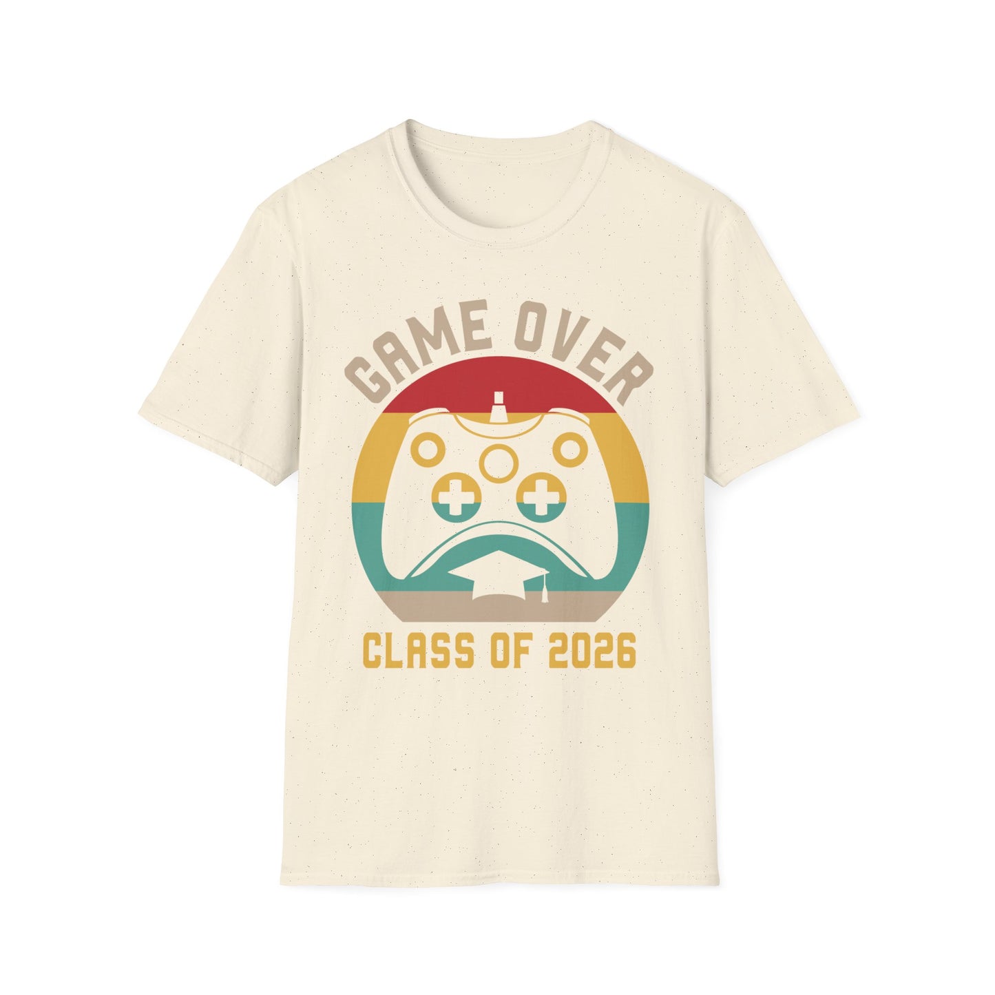 Game Over Class of 2026 Unisex Softstyle T-Shirt | Graduation Gift, Gamer Shirt, Vintage Tee, Fun Class T-Shirt, Unique Apparel