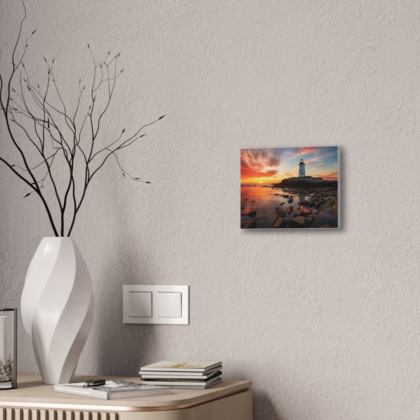 Sunset Lighthouse Canvas Art Print, Coastal Decor, Wall Art for Beach Lovers, Home Decoration, Gift for Nature Enthusiasts