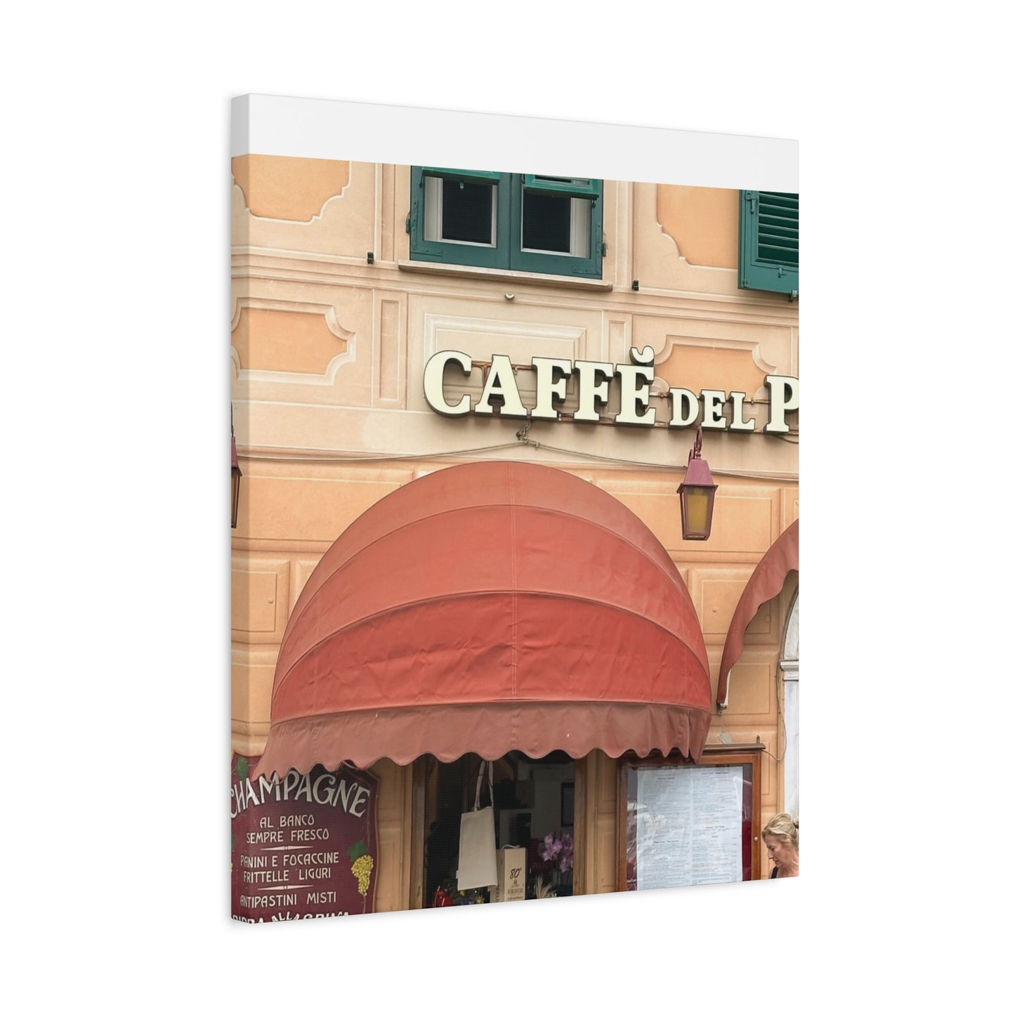 Caffe Front Matte Canvas Wall Art, Chic Home Decor, Café Vibes, Event Wall Display, Gift for Coffee Lovers, Interior Design Accent