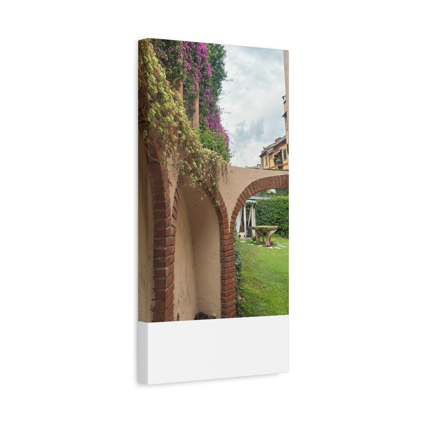 Italian Home and Courtyard Stretched Canvas Wall Art, Floral Arch Decor, Home Design, Living Room Art, Garden Wall Decor, Gift for Art Lovers