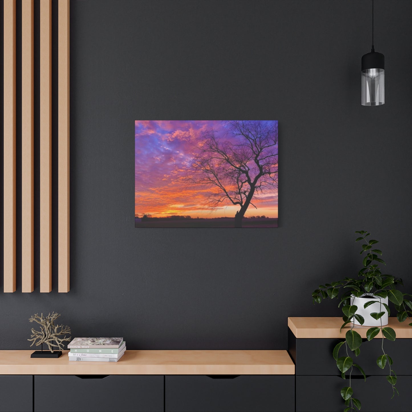 Sunset Landscape Wall Art, Canvas Print, Nature Decor, Purple Sky Home Decor, Gift for Art Lovers