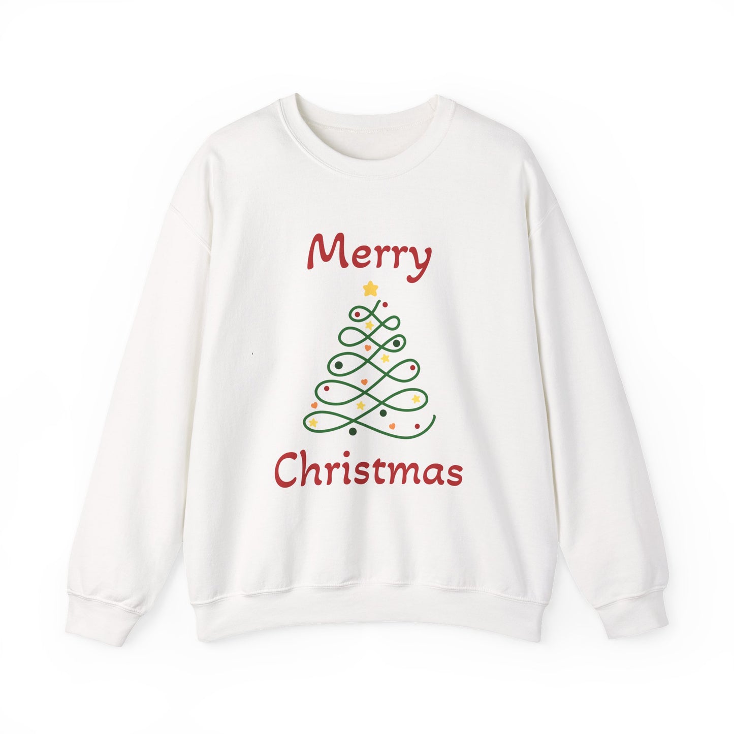 Merry Christmas Ribbon Tree Sweatshirt, Cozy Gift, Holiday Apparel, Winter Fashion, Unisex Crewneck