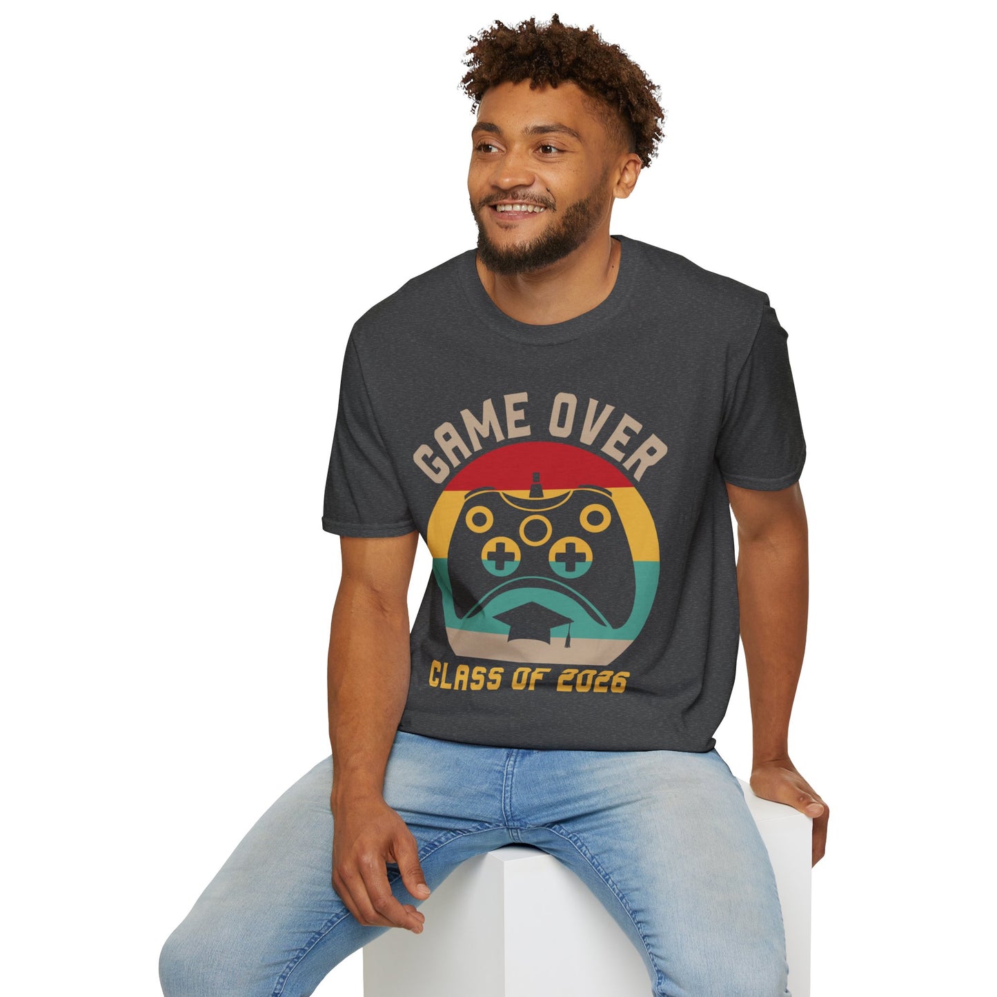 Game Over Class of 2026 Unisex Softstyle T-Shirt | Graduation Gift, Gamer Shirt, Vintage Tee, Fun Class T-Shirt, Unique Apparel