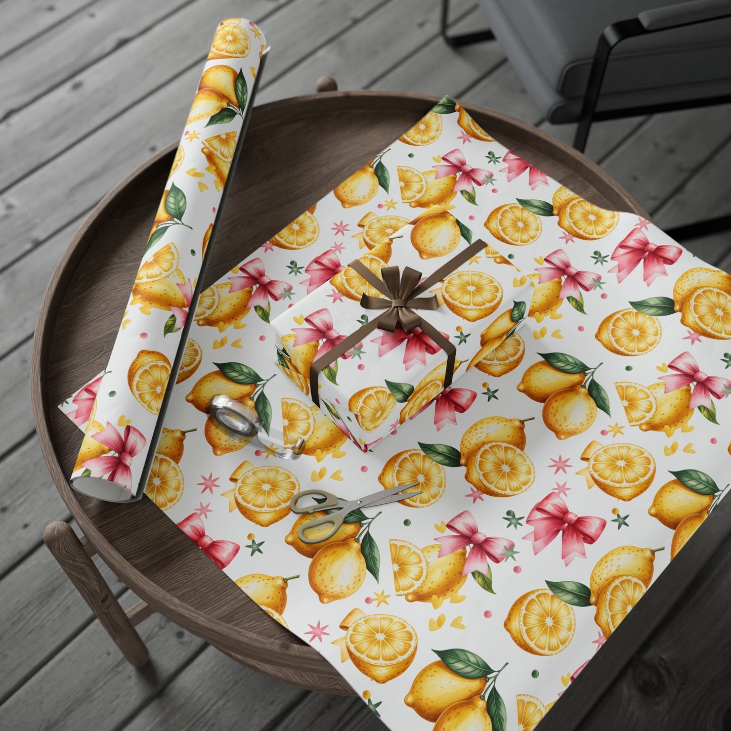 Citrus-Inspired Gift Wrap Roll, Fresh Lemon Wrapping Paper for Birthdays, Weddings, Baby Showers, Eco-Friendly Gift Wrapping