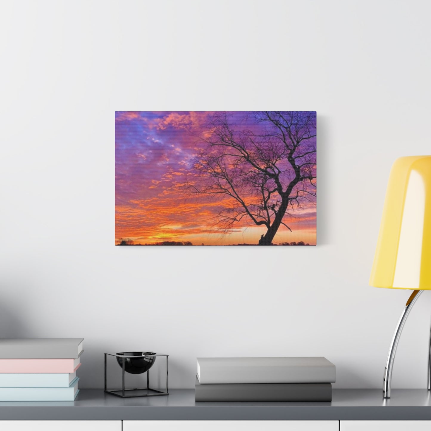 Sunset Landscape Wall Art, Canvas Print, Nature Decor, Purple Sky Home Decor, Gift for Art Lovers