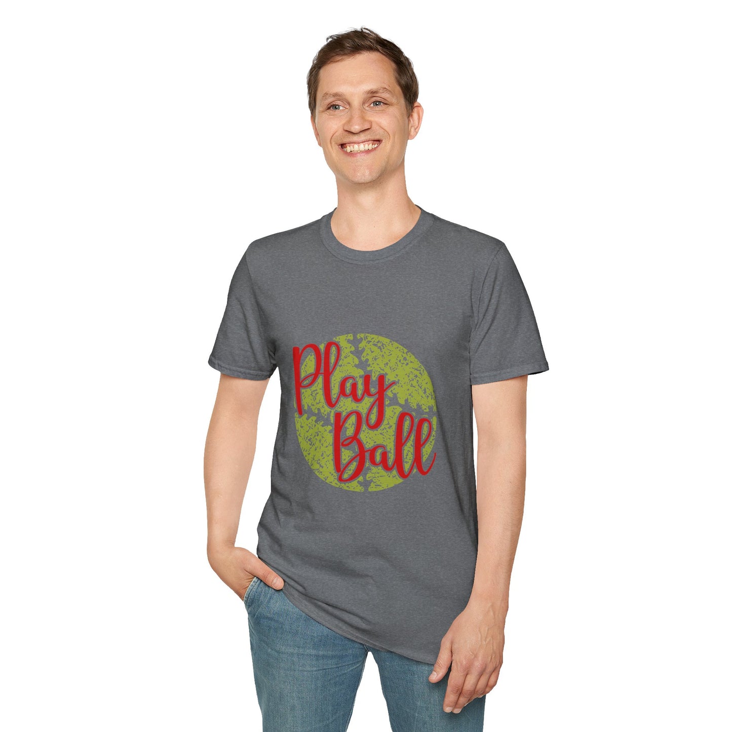 Play Ball Unisex Softstyle T-Shirt, Sporty Tee, Gift for Baseball Fans, Casual Wear, Team Spirit Apparel, Summer Outfit