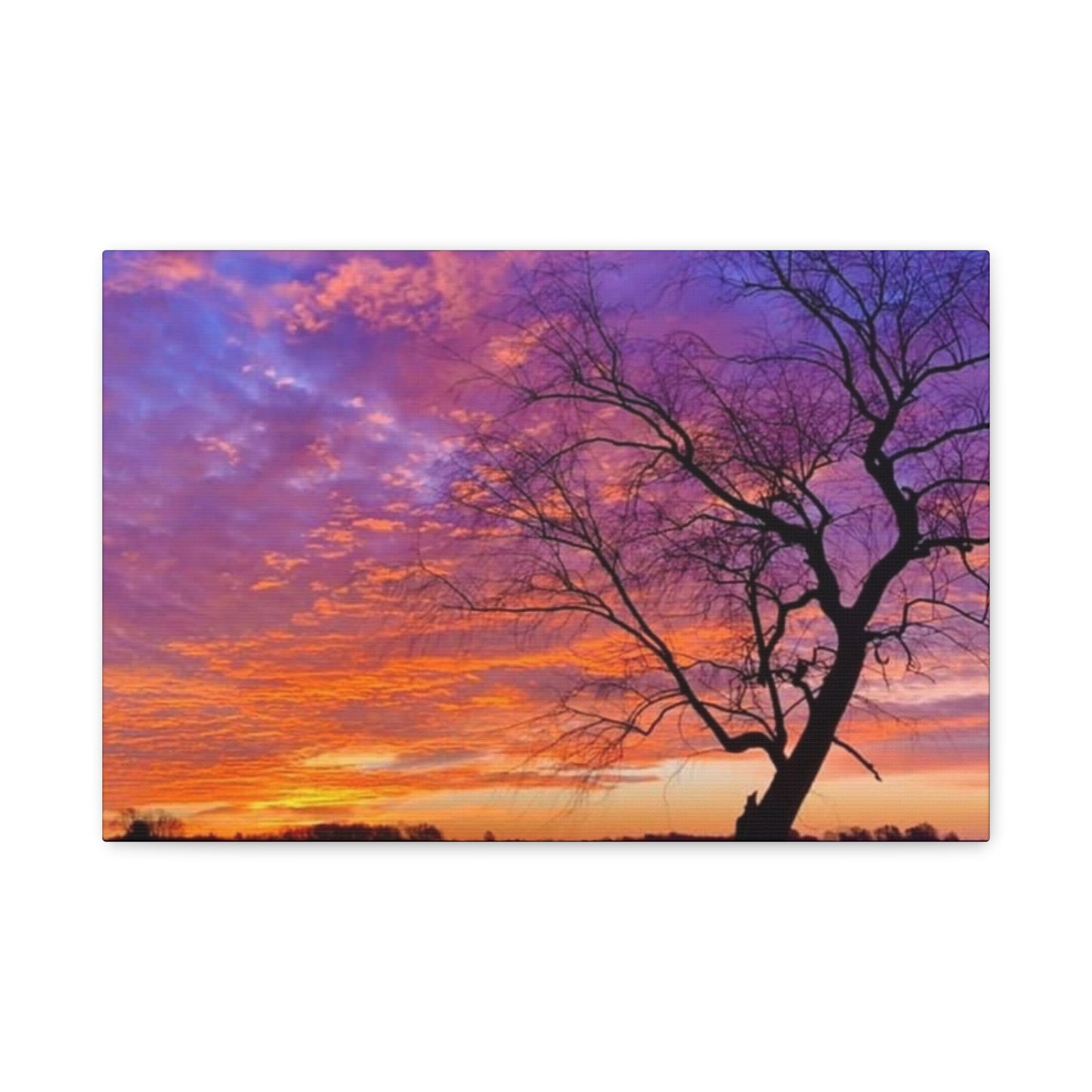 Sunset Landscape Wall Art, Canvas Print, Nature Decor, Purple Sky Home Decor, Gift for Art Lovers