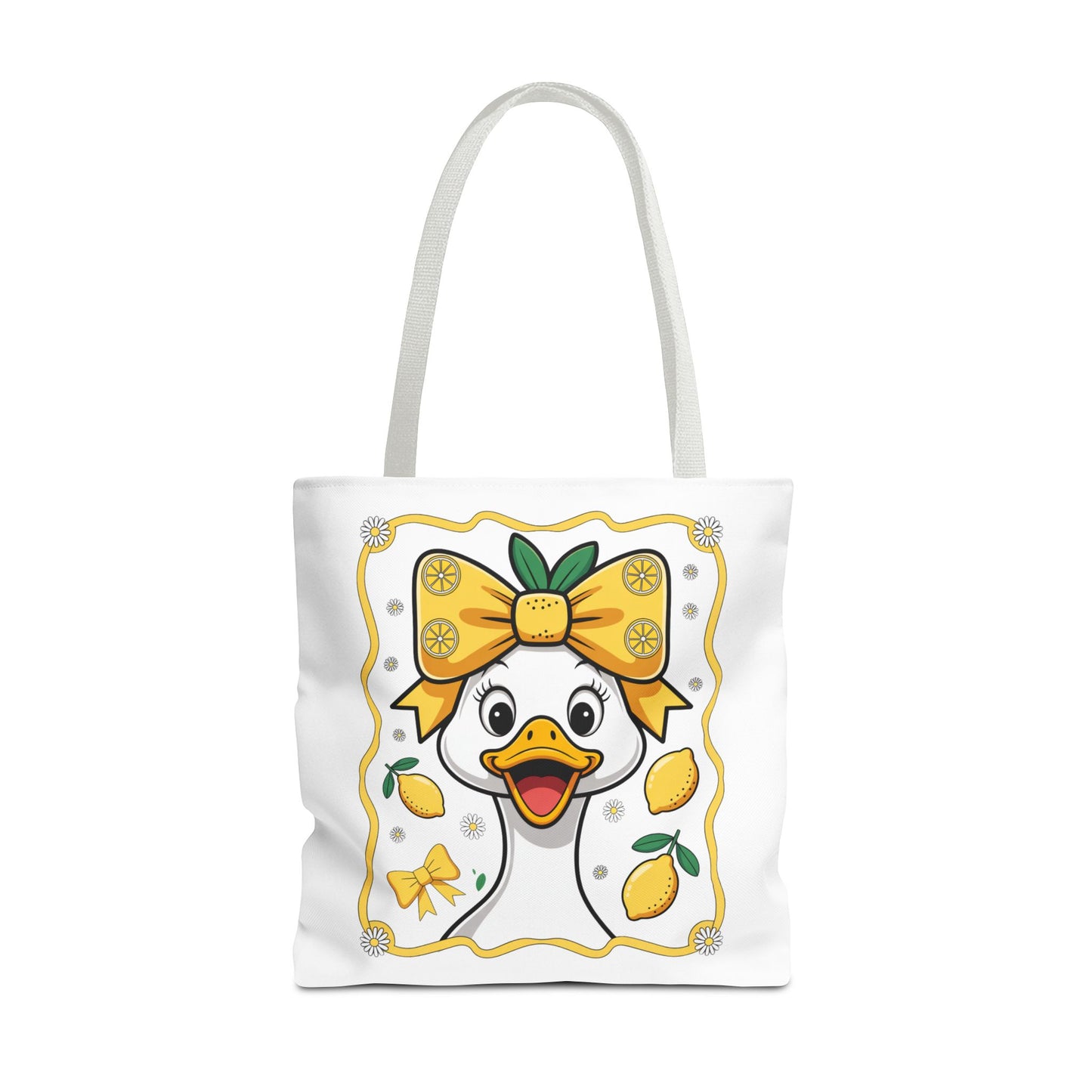 Lemon-Themed Tote Bag, Cute Duck Design Tote, Summer Accessory, Gift for Her, Reusable Shopping Bag, Fun and Functional