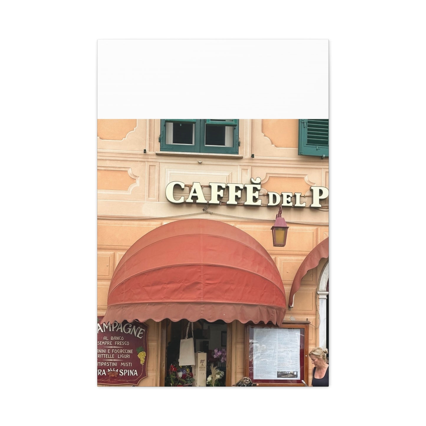 Caffe Front Matte Canvas Wall Art, Chic Home Decor, Café Vibes, Event Wall Display, Gift for Coffee Lovers, Interior Design Accent