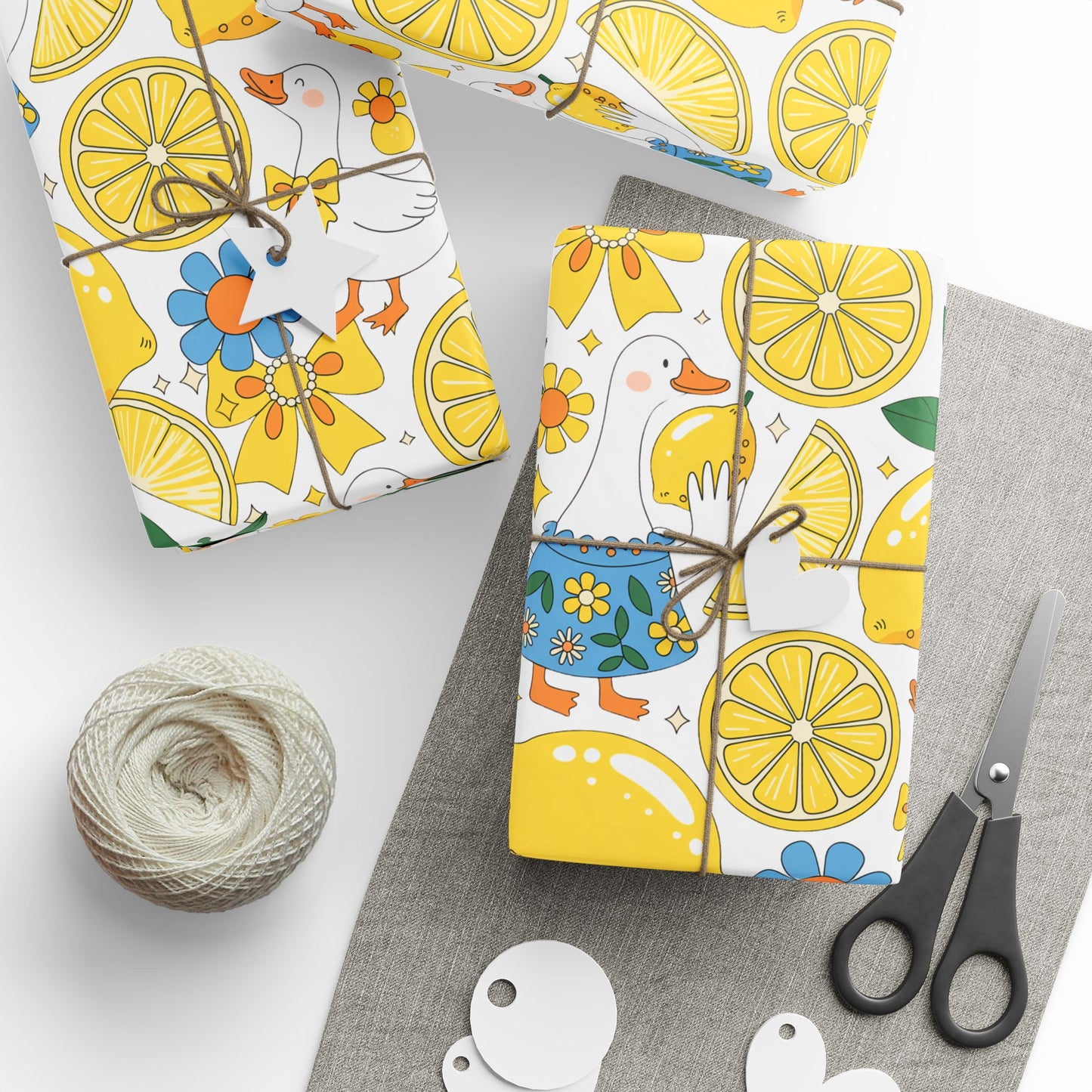 Vibrant Lemon Wrapping Paper, Gift Wrap for Birthdays, Parties, Baby Showers, DIY Crafts, Summer Celebrations, Floral Design