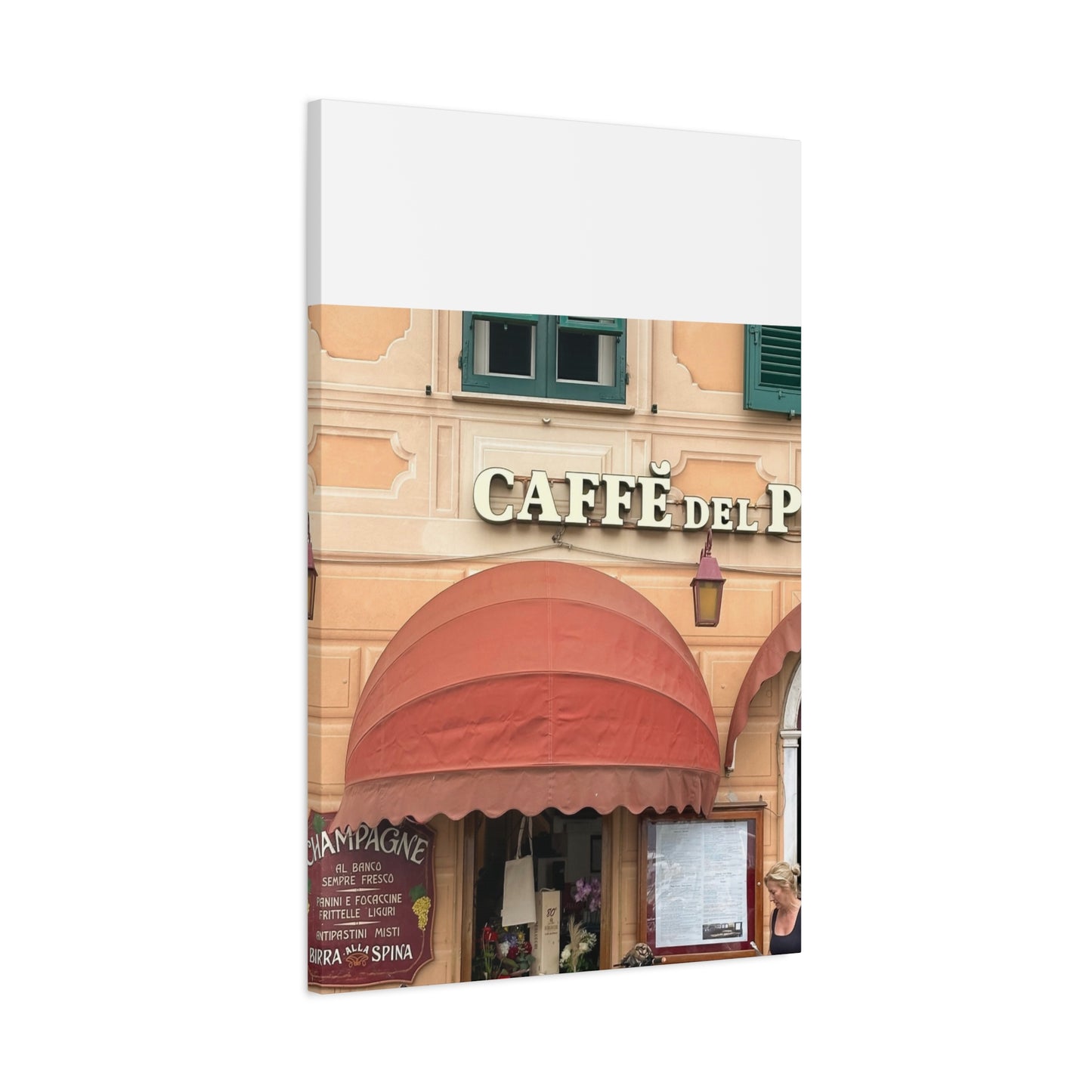 Caffe Front Matte Canvas Wall Art, Chic Home Decor, Café Vibes, Event Wall Display, Gift for Coffee Lovers, Interior Design Accent