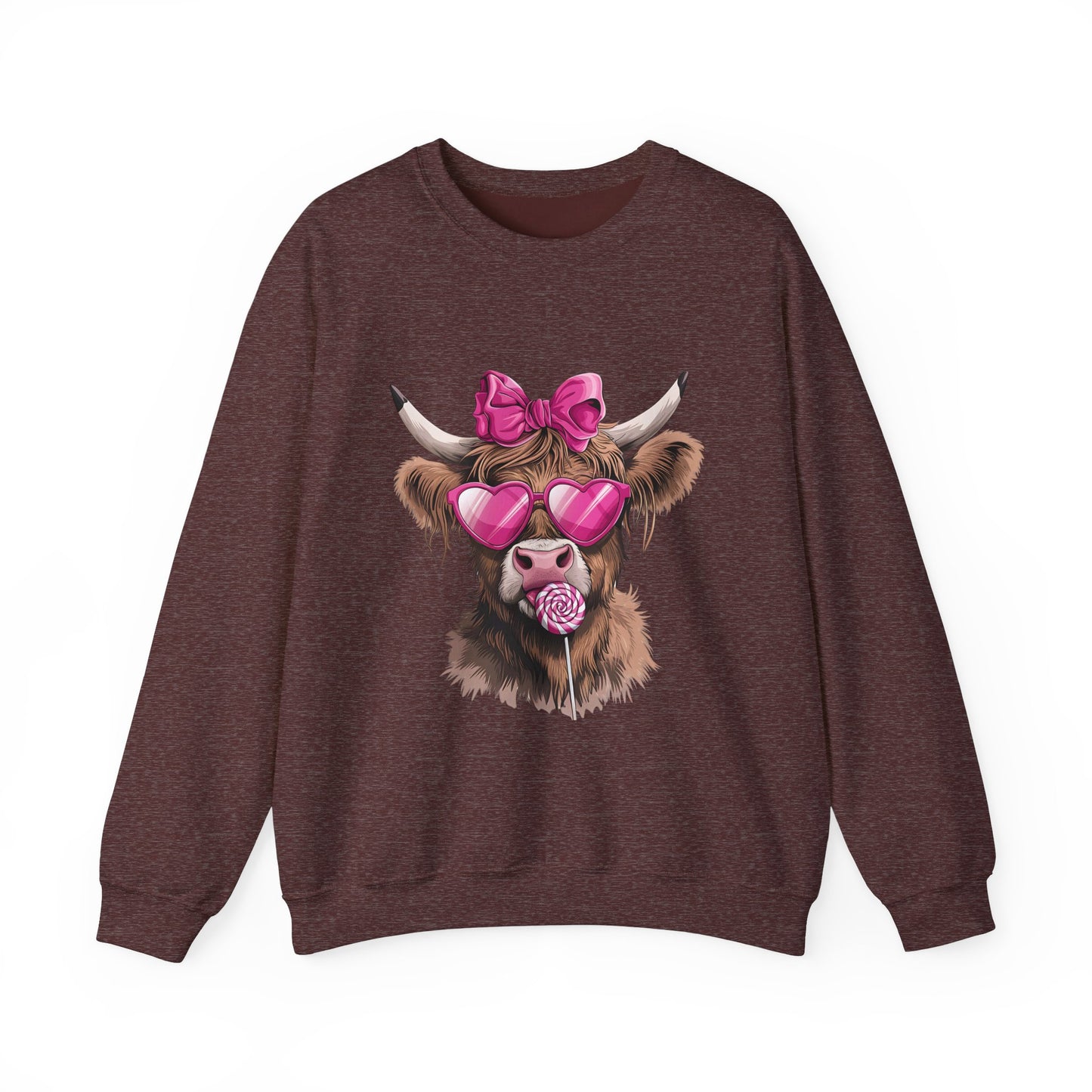 Lollipop Highland Cow with Bow™ Crewneck Sweatshirt