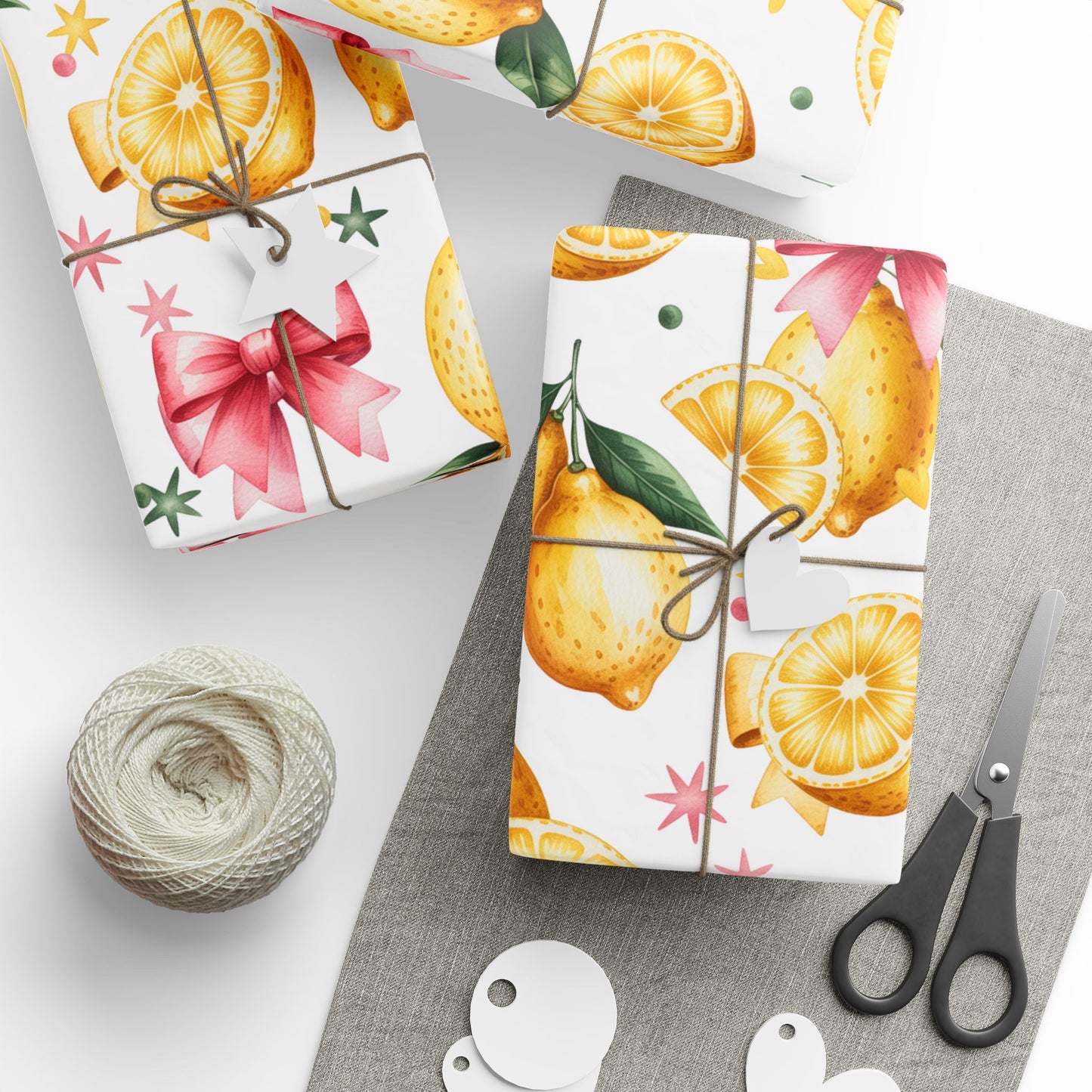 Citrus-Inspired Gift Wrap Roll, Fresh Lemon Wrapping Paper for Birthdays, Weddings, Baby Showers, Eco-Friendly Gift Wrapping