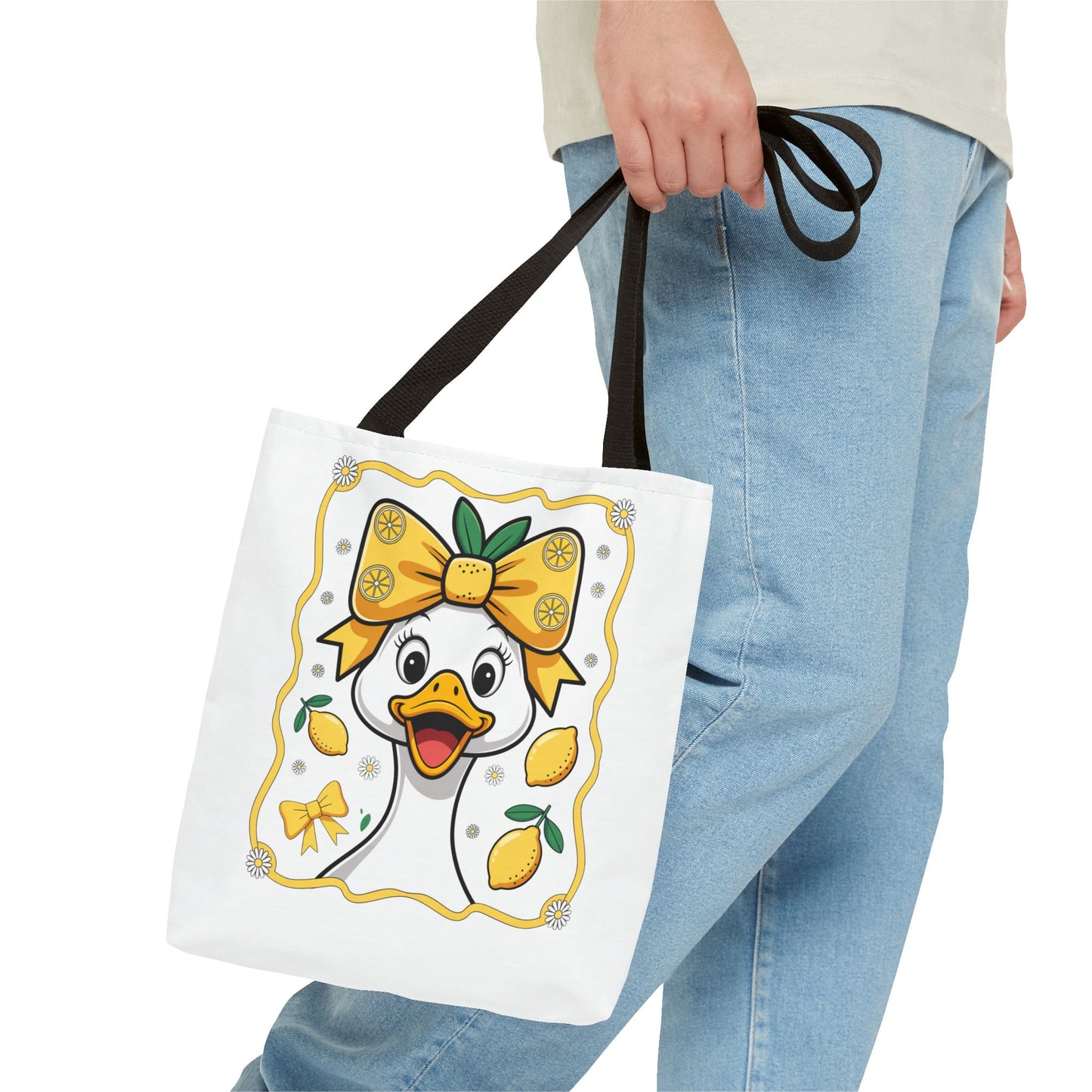 Lemon-Themed Tote Bag, Cute Duck Design Tote, Summer Accessory, Gift for Her, Reusable Shopping Bag, Fun and Functional