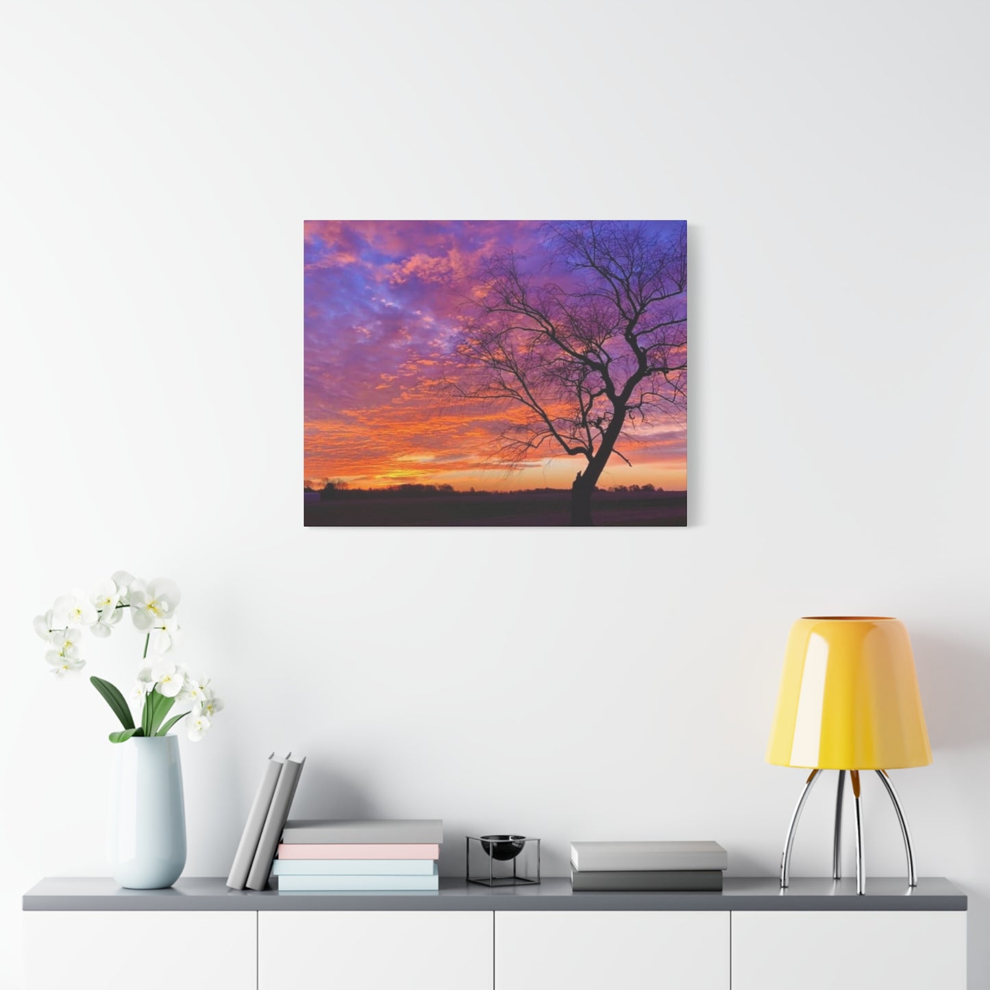 Sunset Landscape Wall Art, Canvas Print, Nature Decor, Purple Sky Home Decor, Gift for Art Lovers
