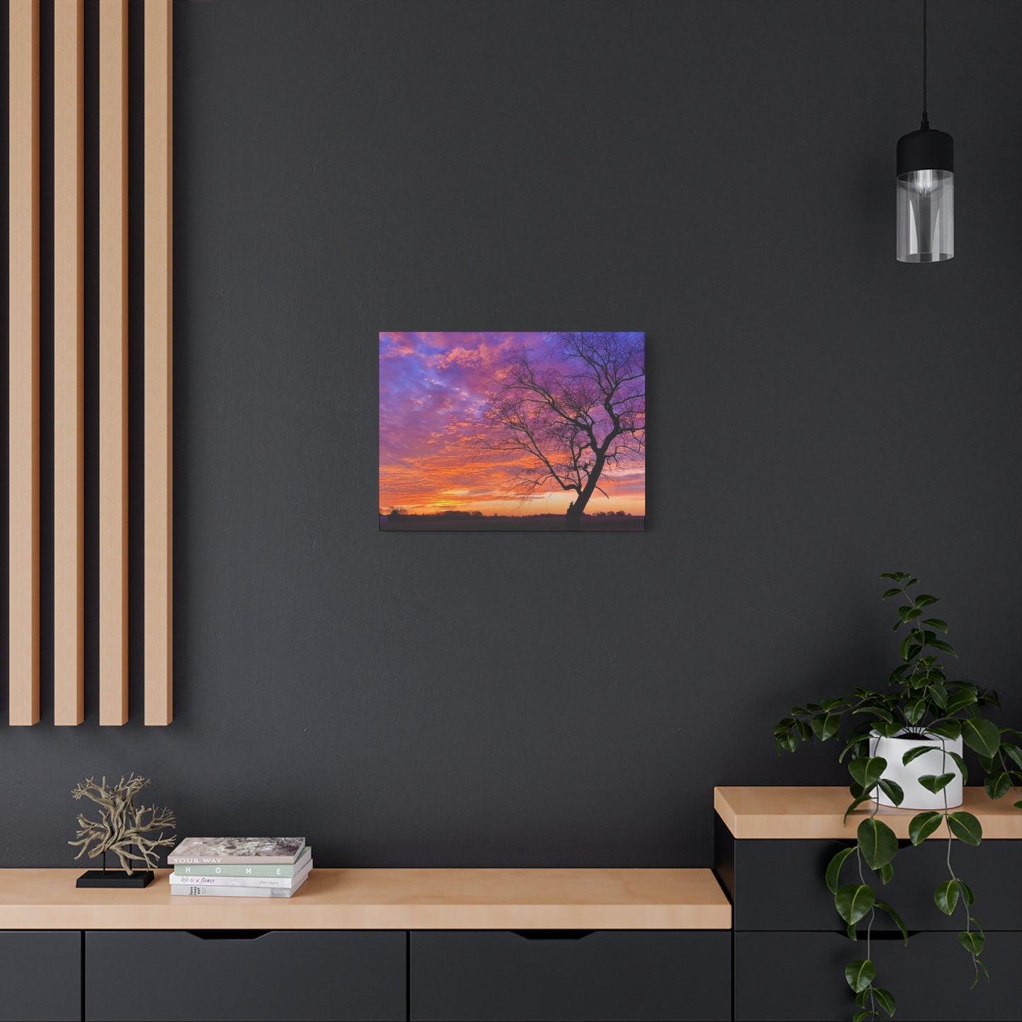 Sunset Landscape Wall Art, Canvas Print, Nature Decor, Purple Sky Home Decor, Gift for Art Lovers