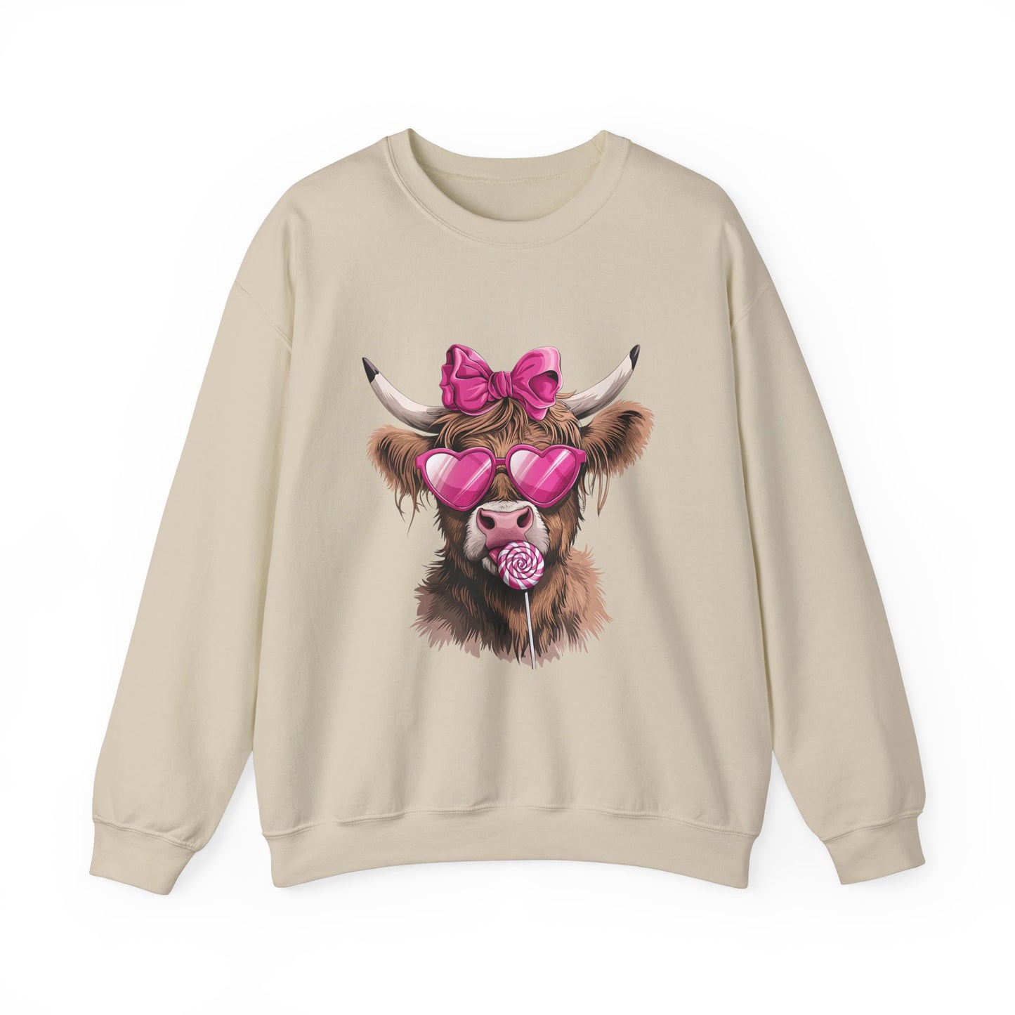 Lollipop Highland Cow with Bow™ Crewneck Sweatshirt