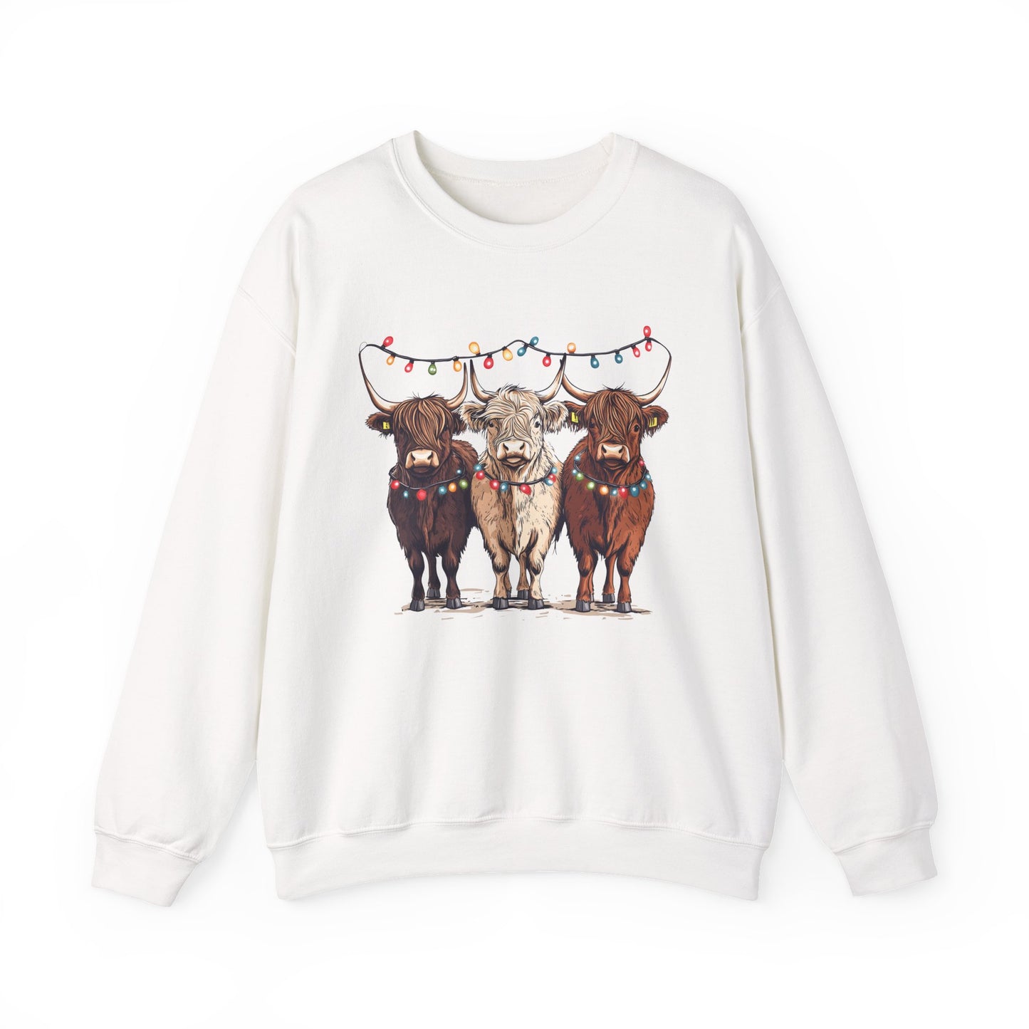 Festive Cow Sweatshirt for Cozy Celebrations, Unisex Crewneck, Holiday Gift, Winter Fashion, Cute Animal Design