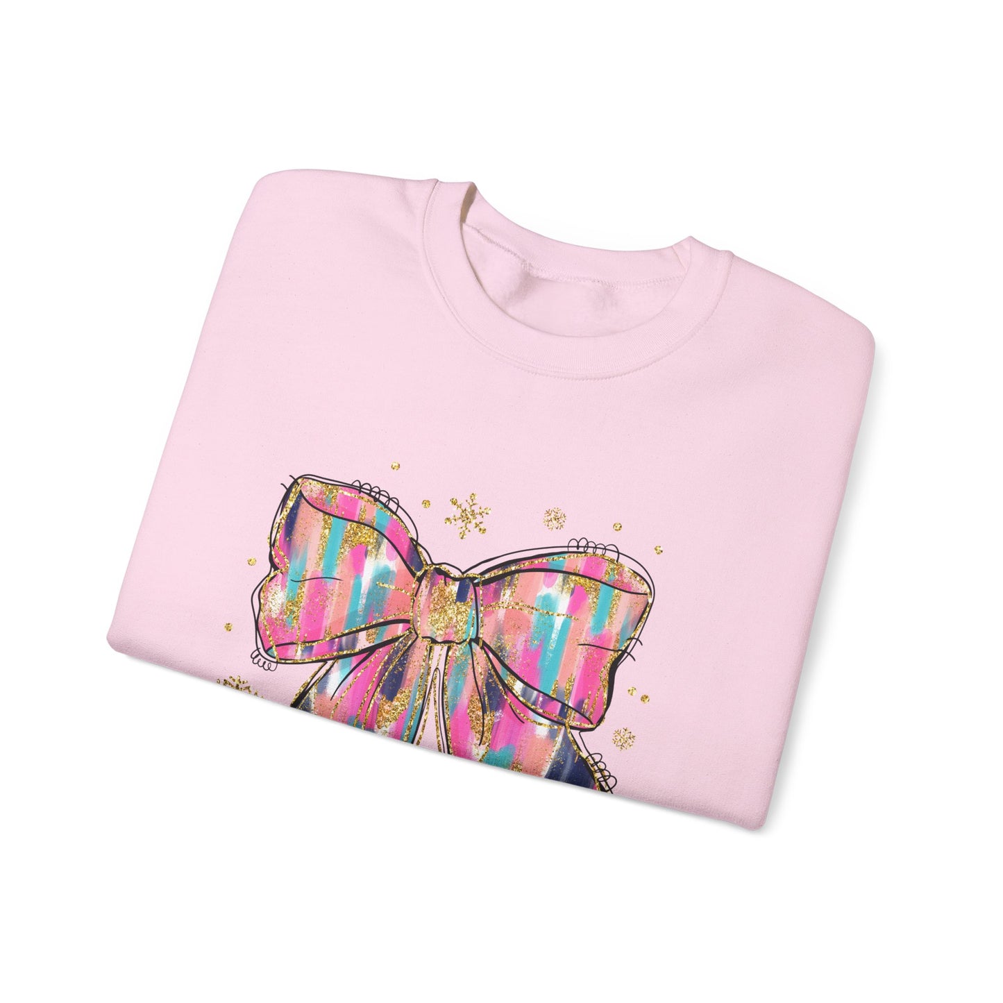 Colorful Bow Graphic Crewneck Sweatshirt, Cozy Winter Sweater, Gift for Her, Holidays, Casual Fashion