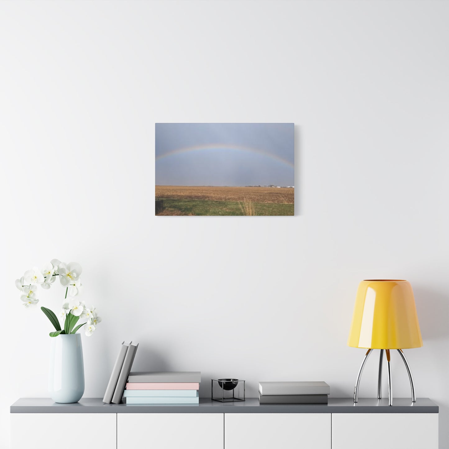 Rainbow Landscape Canvas Print, Inspirational Home Decor, Gift for Nature Lovers, Modern Wall Art, Farmhouse Style, Rainbow Art