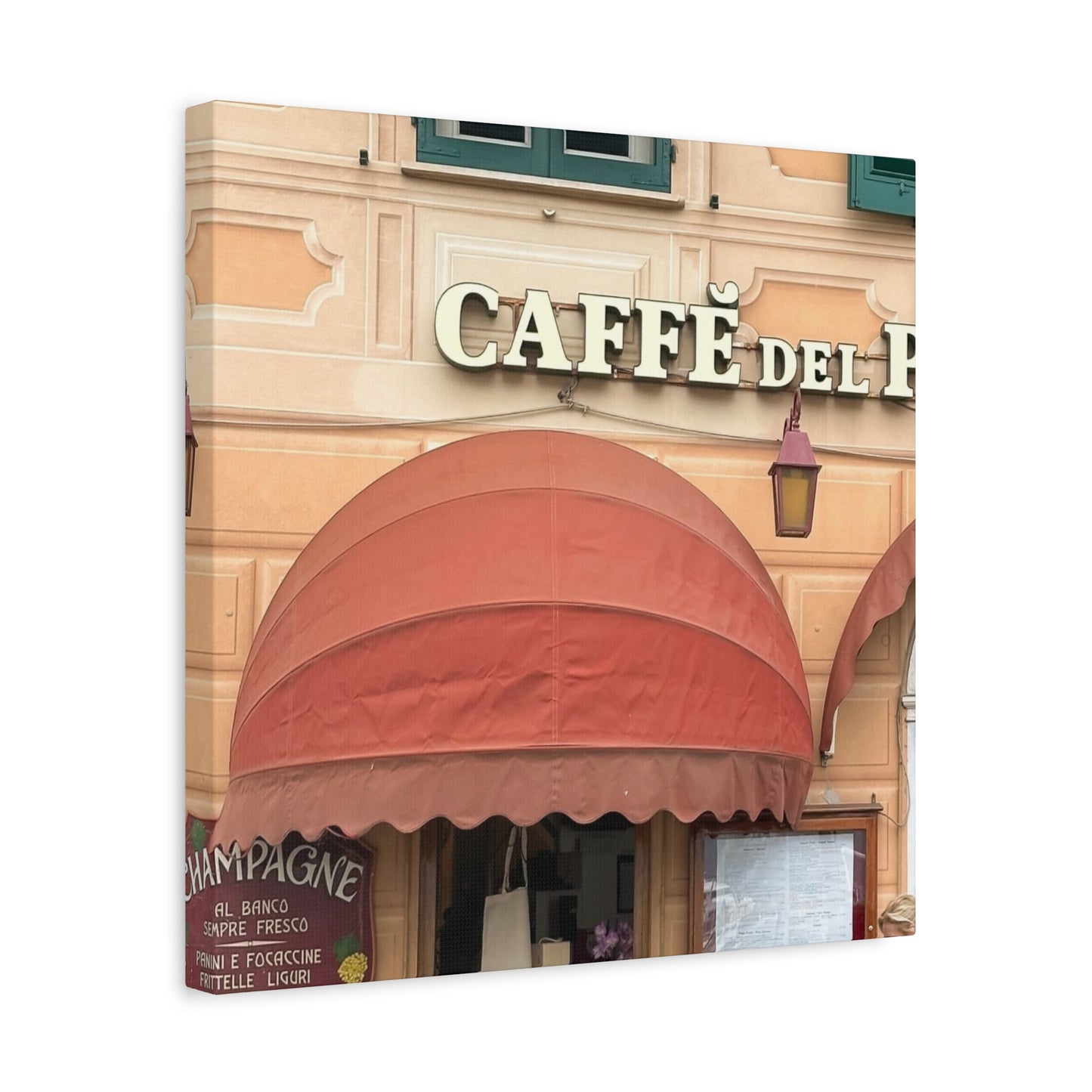 Caffe Front Matte Canvas Wall Art, Chic Home Decor, Café Vibes, Event Wall Display, Gift for Coffee Lovers, Interior Design Accent