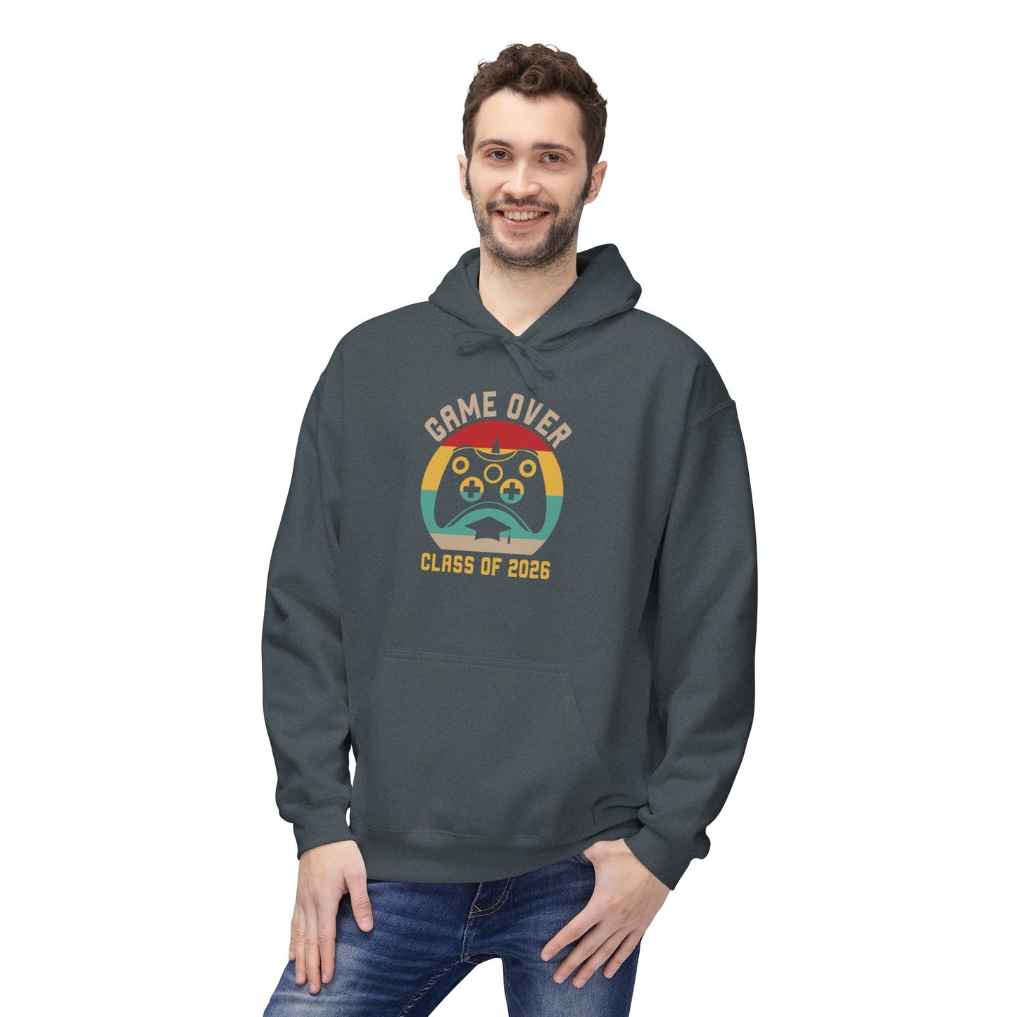 Game Over Class of 2026 Hoodie - Unisex Softstyle Fleece | Graduation Gift, Gamer Apparel, Cozy Sweatshirt, Casual Wear