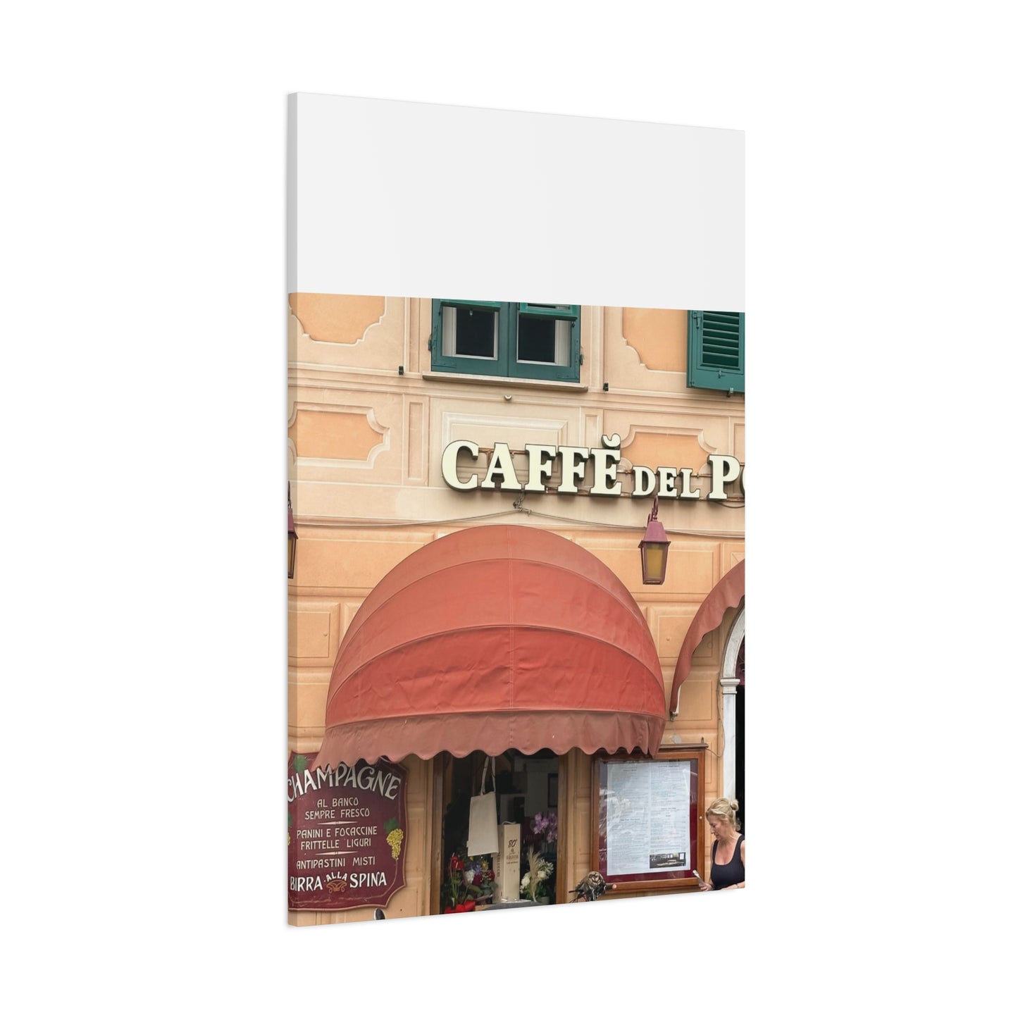 Caffe Front Matte Canvas Wall Art, Chic Home Decor, Café Vibes, Event Wall Display, Gift for Coffee Lovers, Interior Design Accent