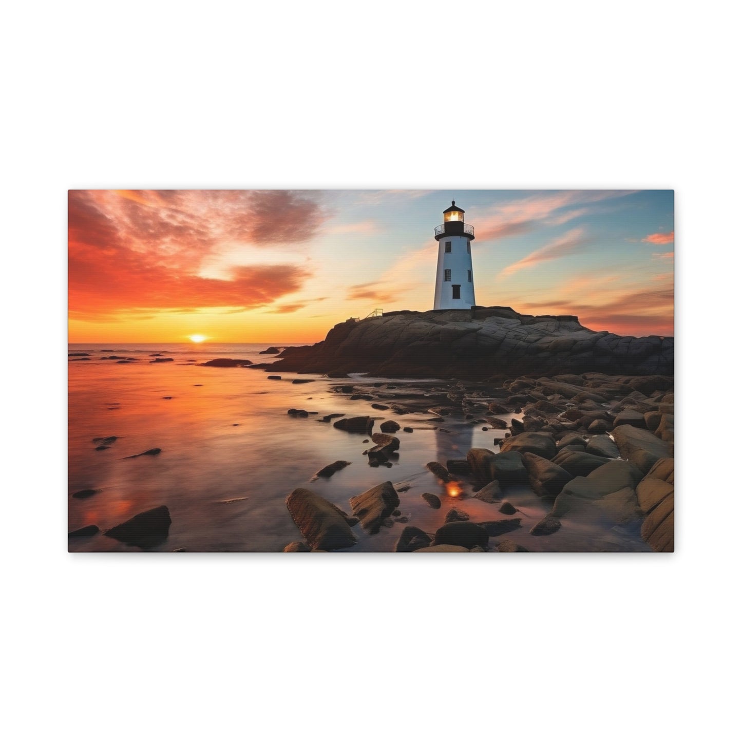 Sunset Lighthouse Canvas Art Print, Coastal Decor, Wall Art for Beach Lovers, Home Decoration, Gift for Nature Enthusiasts