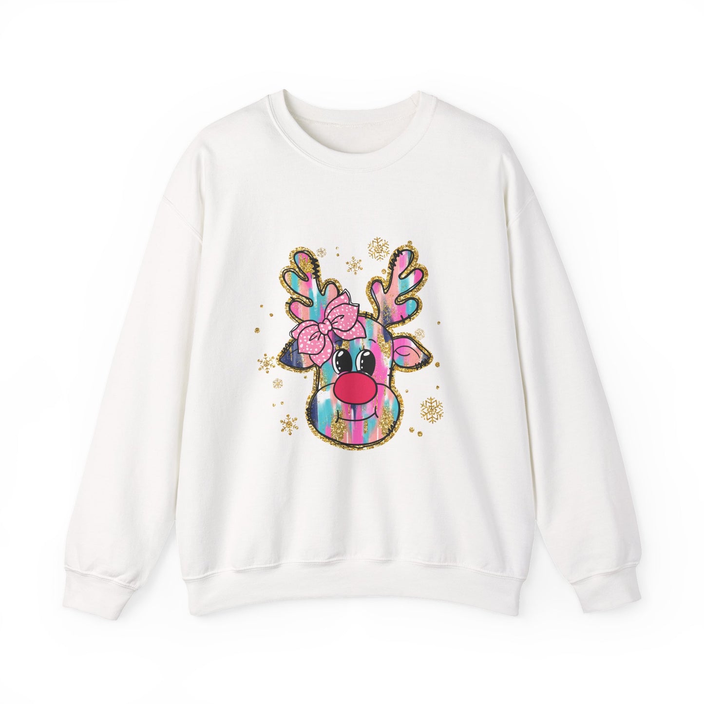 Festive Reindeer Crewneck Sweatshirt, Cozy Holiday Sweatshirt, Christmas Gift, Winter Fashion, Cute Christmas Sweatshirt