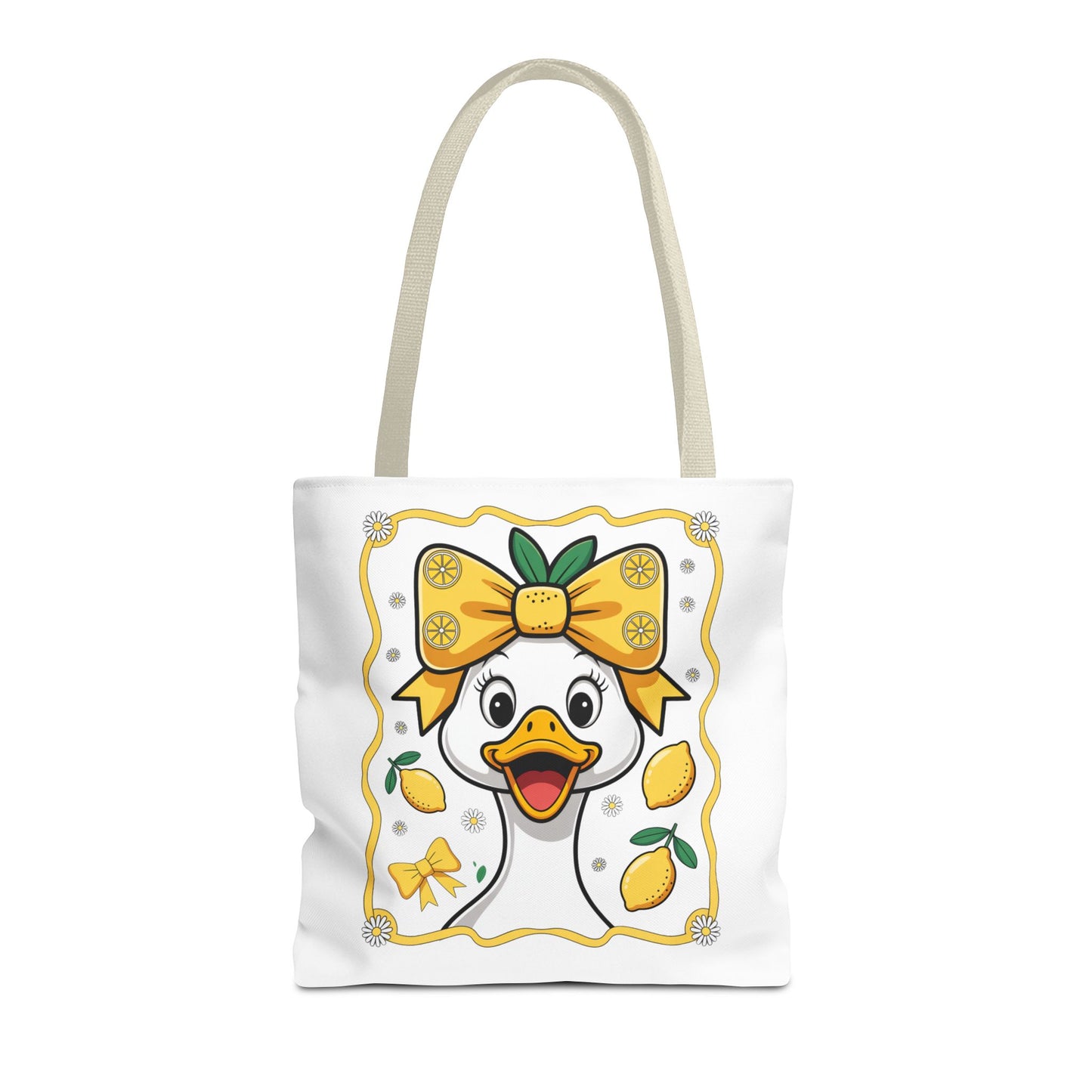 Lemon-Themed Tote Bag, Cute Duck Design Tote, Summer Accessory, Gift for Her, Reusable Shopping Bag, Fun and Functional