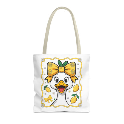 Lemon-Themed Tote Bag, Cute Duck Design Tote, Summer Accessory, Gift for Her, Reusable Shopping Bag, Fun and Functional