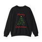 Merry Christmas Ribbon Tree Sweatshirt, Cozy Gift, Holiday Apparel, Winter Fashion, Unisex Crewneck