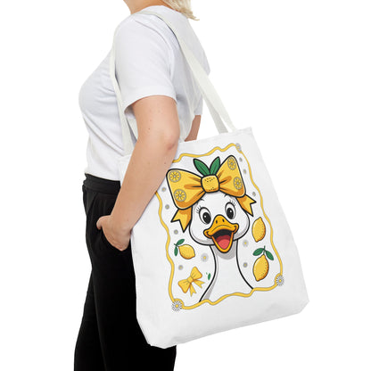 Lemon-Themed Tote Bag, Cute Duck Design Tote, Summer Accessory, Gift for Her, Reusable Shopping Bag, Fun and Functional
