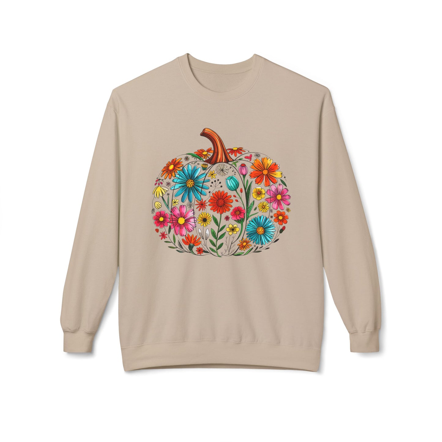 Floral Pumpkin Sweatshirt for Cozy Autumn Vibes, Unisex Fleece Crewneck, Perfect for Fall Celebrations, Gift for Halloween, [...]