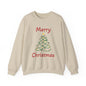 Merry Christmas Ribbon Tree Sweatshirt, Cozy Gift, Holiday Apparel, Winter Fashion, Unisex Crewneck