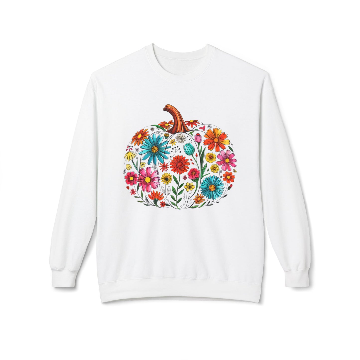 Floral Pumpkin Sweatshirt for Cozy Autumn Vibes, Unisex Fleece Crewneck, Perfect for Fall Celebrations, Gift for Halloween, [...]
