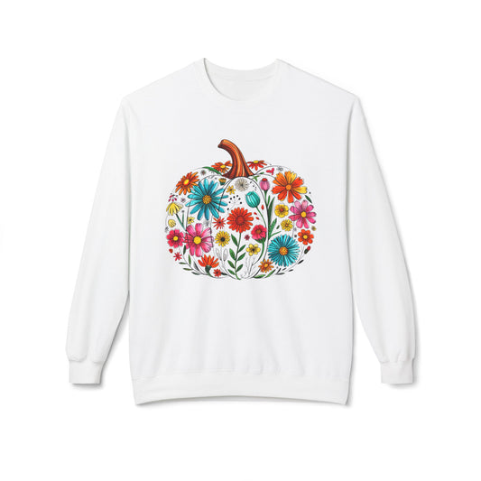 Floral Pumpkin Sweatshirt for Cozy Autumn Vibes, Unisex Fleece Crewneck, Perfect for Fall Celebrations, Gift for Halloween, [...]