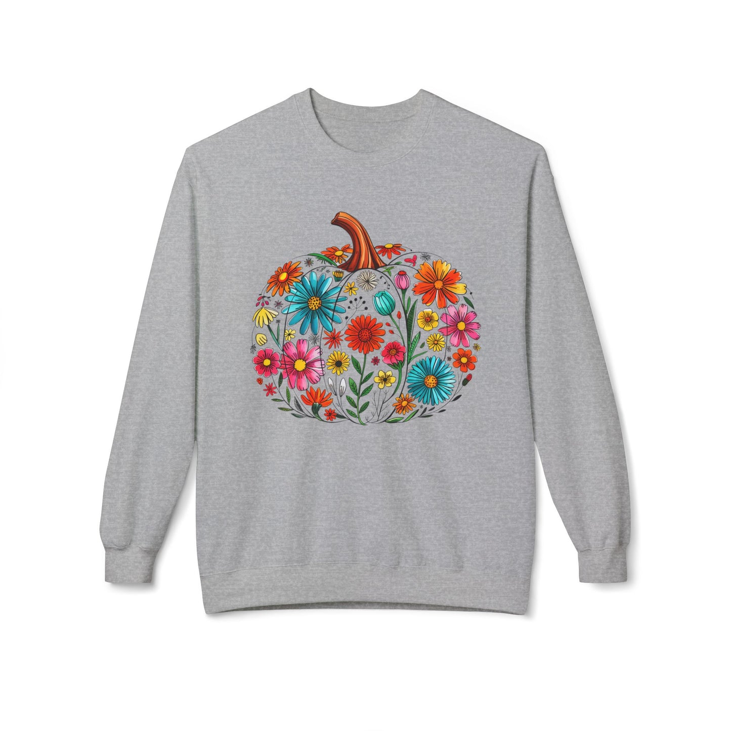 Floral Pumpkin Sweatshirt for Cozy Autumn Vibes, Unisex Fleece Crewneck, Perfect for Fall Celebrations, Gift for Halloween, [...]