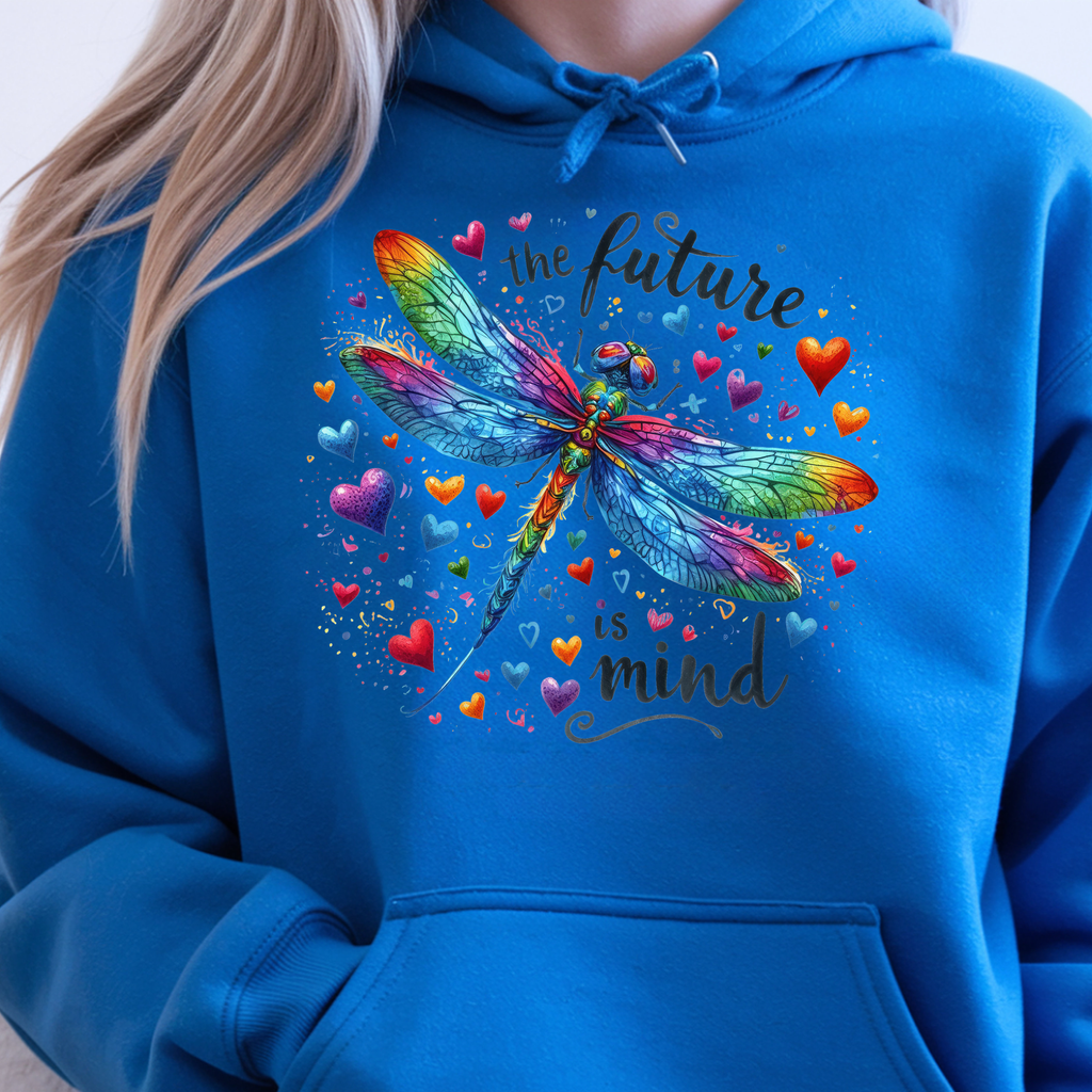 Inspirational Dragonfly Hoodie – “The Future is Mind”