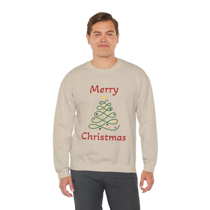 Merry Christmas Ribbon Tree Sweatshirt, Cozy Gift, Holiday Apparel, Winter Fashion, Unisex Crewneck