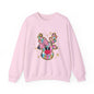 Festive Reindeer Crewneck Sweatshirt, Cozy Holiday Sweatshirt, Christmas Gift, Winter Fashion, Cute Christmas Sweatshirt