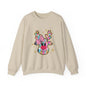 Festive Reindeer Crewneck Sweatshirt, Cozy Holiday Sweatshirt, Christmas Gift, Winter Fashion, Cute Christmas Sweatshirt