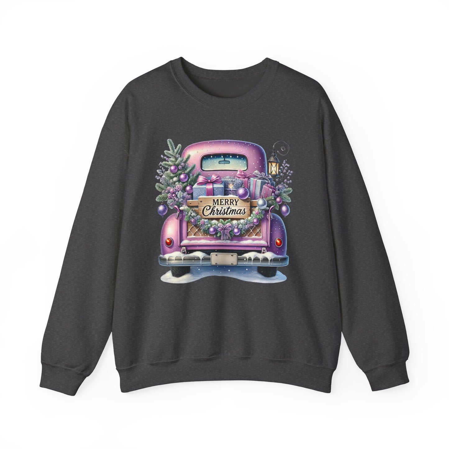 Merry Christmas Truck Sweatshirt, Cozy Crewneck for Holiday Celebrations, Unisex Christmas Apparel, Gift for Friends & Family, Winter Fashion