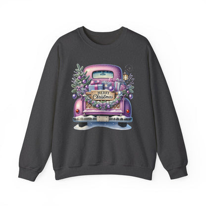 Merry Christmas Truck Sweatshirt, Cozy Crewneck for Holiday Celebrations, Unisex Christmas Apparel, Gift for Friends & Family, Winter Fashion