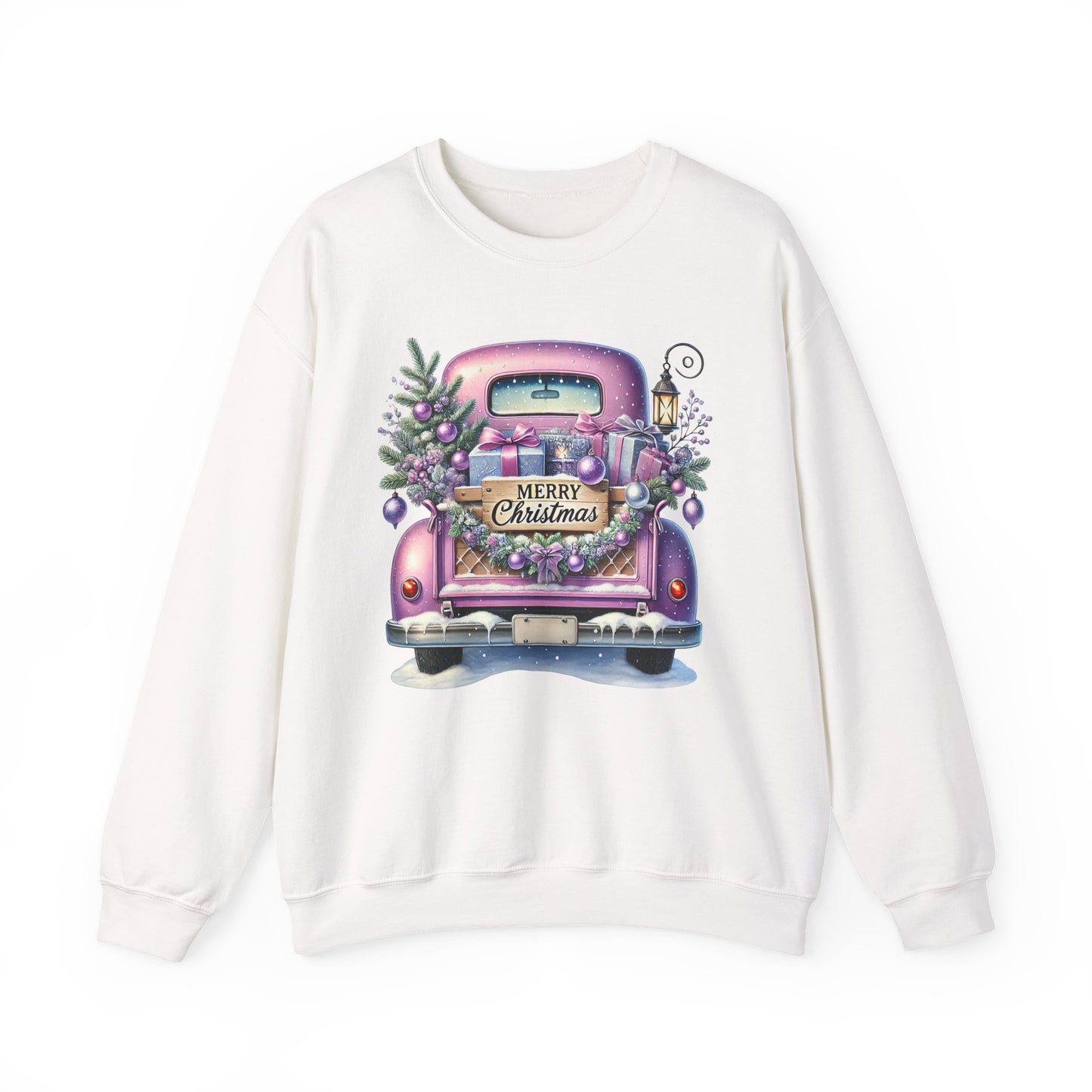 Merry Christmas Truck Sweatshirt, Cozy Crewneck for Holiday Celebrations, Unisex Christmas Apparel, Gift for Friends & Family, Winter Fashion