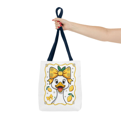 Lemon-Themed Tote Bag, Cute Duck Design Tote, Summer Accessory, Gift for Her, Reusable Shopping Bag, Fun and Functional