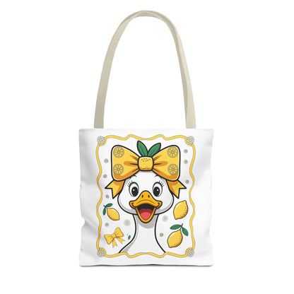 Lemon-Themed Tote Bag, Cute Duck Design Tote, Summer Accessory, Gift for Her, Reusable Shopping Bag, Fun and Functional